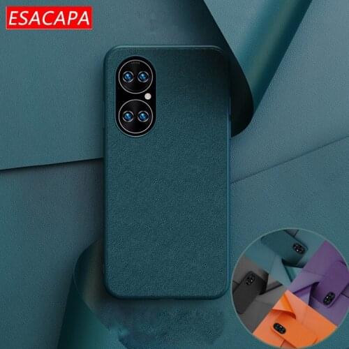 Luxury PU Leather Hard Phone Case For Huawei P50 P40 P30 Pro Plain Colour Shockproof Protection Cover For Huawei Nova 8 7 Pro