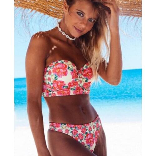 Sexy bikini set women floral 2018 summer Bandeau beach swim wear Swim Suits maillot de bain Hot sell femme Brazilian Monokinis