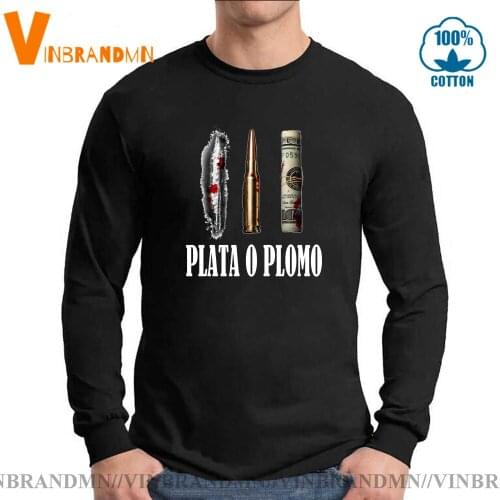 Silver or Lead T-shirts EL Patron Tops&Tees Popular classic TV Show Druger Plata O Plomo style T shirts Pablo Escobar tshirt
