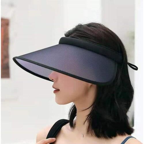 2022 New Summer Sun Hats Women Visor Caps Color Change Wide Brim Sun Protection Hats Outdoor Beach Anti Sun Female Empty Cap