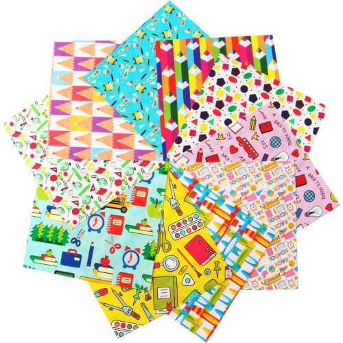 50*45cm Crayon Back To School 100% Pure Cotton Or Polyester Cotton Material Patchwork Sewing Fabrics Quilt Needlework DIY Cloth