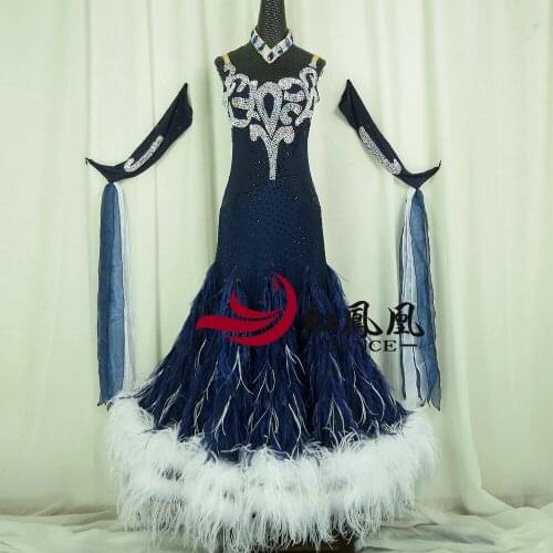 Standard Ballroom Dress Women New Of 2018 Custom Made High-necked Long Sleeved Waltz Ballroom Dance Competition Dresses