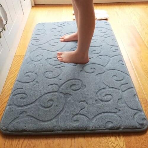 Thicken Bathroom Floor Carpet Memory Foam Bath Mat Water Absorption Toilet Rugs Non-slip Rose Printing Pad Mats Slow Rebound Rug