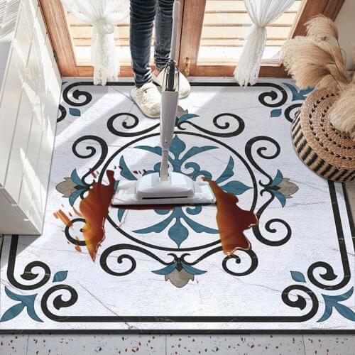 European PU Leather carpet washable bathroom waterproof door mat kitchen non-slip floor mat DIY cutable rug customize