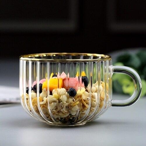 Japanese High Temperature Resistant Phnom Penh Breakfast Cup Handle Transparent Household Tea Cup Large Capacity Drinking Glass