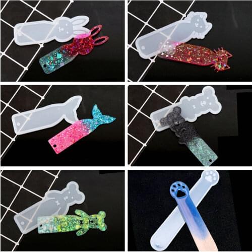 1PC Animal Bookmark UV Resina Mold Rabbit Cat Bear Pendant DIY Silicone Mold Dried Flower Jewelry Accessories Resin Molds
