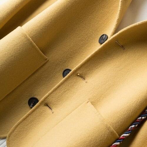 Spring Autumn Cashmere Short Coat Women Fashion Lapel Single Breasted Suit Jacket Streetwear Long Sleeve Wool Outerwear S-L