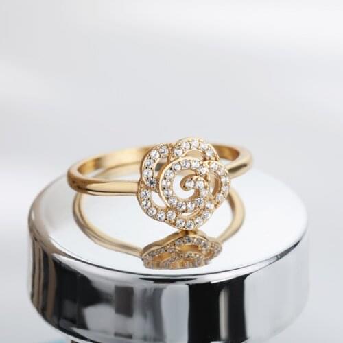 Vintage Rose Flower Rings For Women Gold Color Stainless Steel Handmade Ring Personality Ring For Lover Mom Jewelry Gift 2021