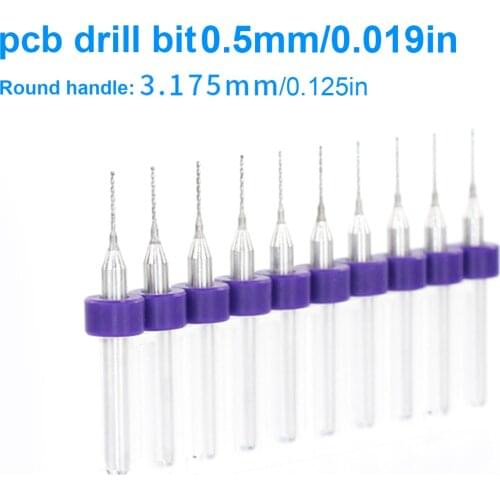 10pcs Bits Drill CNC High Quality 0.5mm Print Circle Board Tungsten Carbide 3.18mm ( 1/8 Inch) Power Tool Accessories
