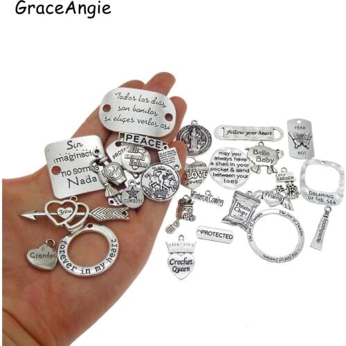 10pcs/pack inspiration charms Heart Jewelry Pendant Charm Alphabet, Dates & Numbers Antique Jewelry Accessories EarringsColor