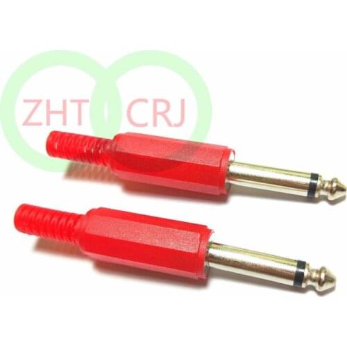 100pcs 6.3mm Male TRS 1/4" Mono Jack Audio Plug adapter red