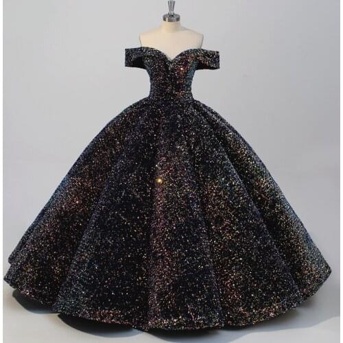 2021 Dubai Sequined Lace Quinceanera Dresses Princess Ball Gown Off Shoulder Sweet 15 Dress Custom Size