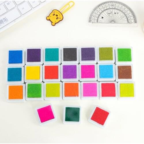 24pcs/set Colorful Inkpad Childrens Toy DIY Fingerprint Painting Mud Vintage Crafts Ink Pad for Kids Scrapbooking Accessories
