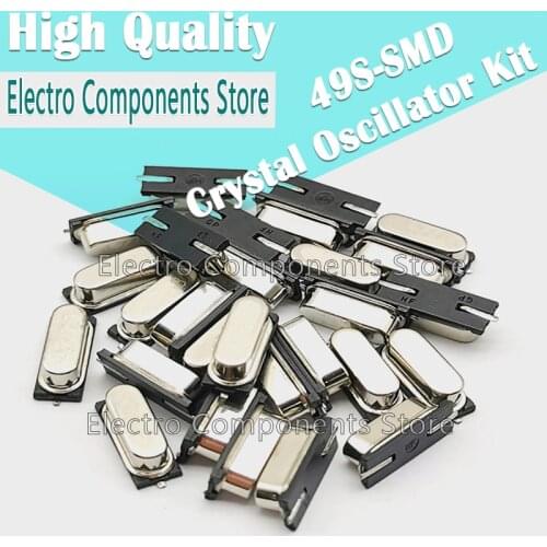 35PCS=7Values*5PCS HC-49S SMD Quartz Resonator Crystal Oscillator Kit 6Mhz 8Mhz 10Mhz 12Mhz 16Mhz 20Mhz 11.0592Mhz 2Pin DIY