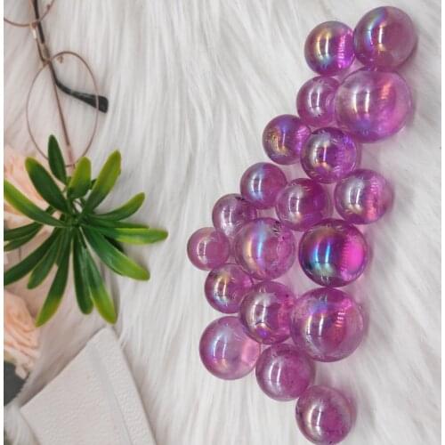 5pcs Natural crystal quartz rare and beautiful violet halo titanium quartz ball crystal ball mineral healing specimen halo