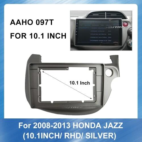 Car Radio Fascia Frame Dash Panel Navigation Panel Frame for Honda Fit Jazz 2008-2013 RHD Silver Installation Frame Kit