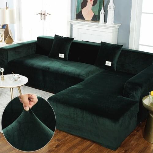 Thick solid color velvet recliner sofa cover flexible universal sofa cover all-inclusive corner L-shaped armrest sofa cover