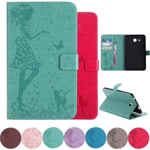 For Samsung Galaxy Tab T280 Cover 3D Emboss girl magnet PU Leather Flip wallet Shell 2016 Tab a6 7.0 inch T285 Tablet Case Stand