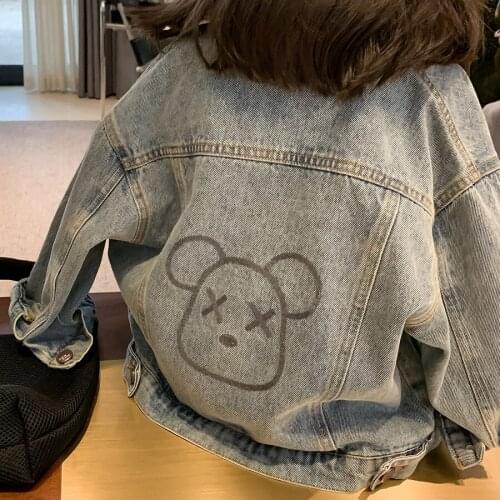 2021 Spring New Arrival Girls Long Sleeve Denim Coat Kids Korean Design Jackets Girls Coats