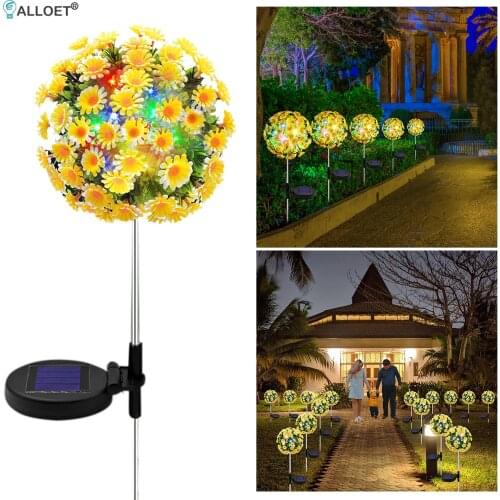 Solar Lights 20 LED Daisy Flower Ball Solar Powered Stake Lights Solar Garden Lights Decorative Landscape Lighting Lamp