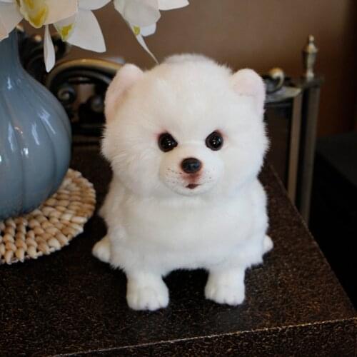 Hot Sale Plush Toys Simulation Pomeranian Samoyed Pure White Dog Stuffed Animal Toy Super Realistic Dog Living Room Decoration