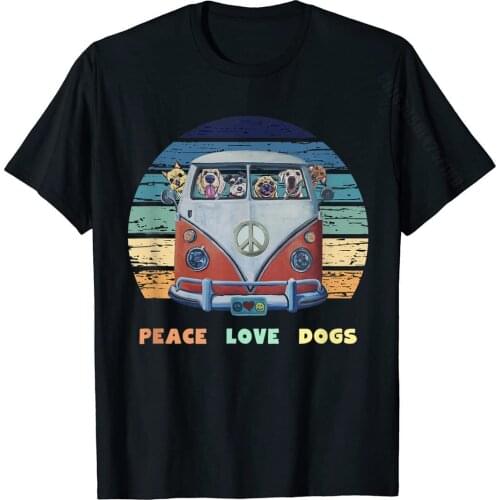 Hippie Van Shirt, Peace Love Dogs Shirt, Hippie Van T-Shirt Company Mens T Shirts Design Tops Shirt Cotton Personalized