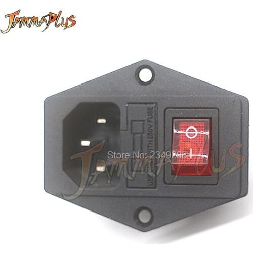 IO Switch With Fuse 3 Pin IEC320 C14 Plug ON/OFF Switch Socket With Female Plug For Power Supply Cord Arcade Machine