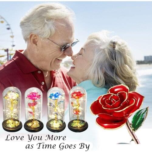 Artificial Eternal Rose Beauty And Beast Rose In Glass Cover LED Night Light For Home Decor Mother Valentines Day New Yea Gift