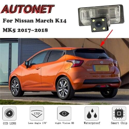 AUTONET Backup Rear View camera For Nissan March K14 MK5 2017~2018 CCD/HD Night Vision license plate Camera