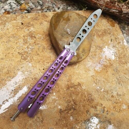 Theone Classic Butterfly Trainer Knife BM40 Trainer Knife Purple Gradient Colorful T4 Titanium Handle 440C Blade Bushing System