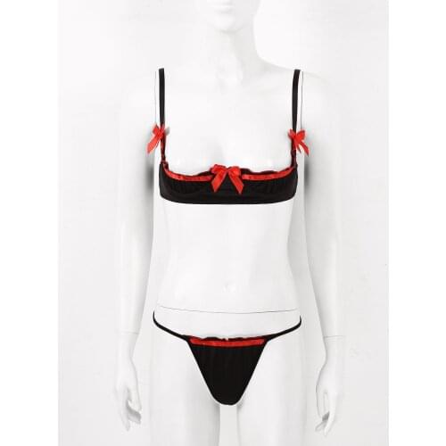 Ultra-thin Ruffle Lingerie Set Adjustable Straps Open Cups Push Up Underwired Brassiere And Panties Set Womens Erotic Underwear