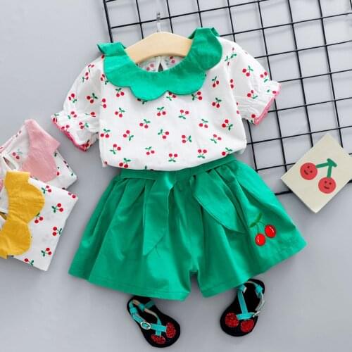 Baby girls summer clothing set 2020 new infant clothes children fashion cotton cute tops+shorts 2pcs tracksuits for toddler girl