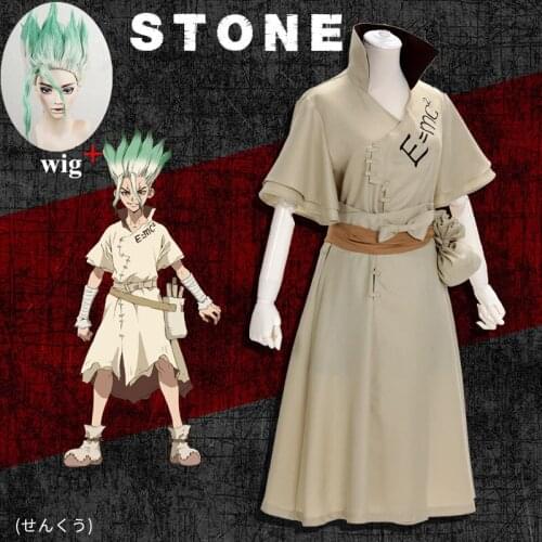 Anime Dr. Stone Senku Ishigami Cosplay Costume Senku Adult White Male Full Set Halloween Christmas Carnival Party Costumes wig