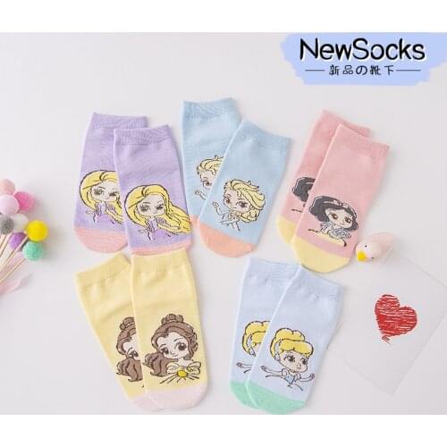 Summer Cute Childrens Socks Princess Socks Mermaid Princess Anna Snow White Cute Cotton Non-slip Shoes Girls Cartoon Socks