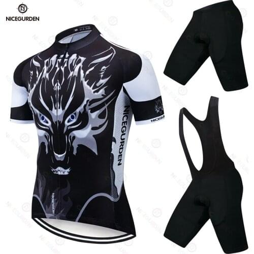 Summer Cycling Jersey Set Breathable Team Racing Sport Bicycle Jersey Mens Cycling Clothing Short Bike Jersey Quick-Dry Bib 19D