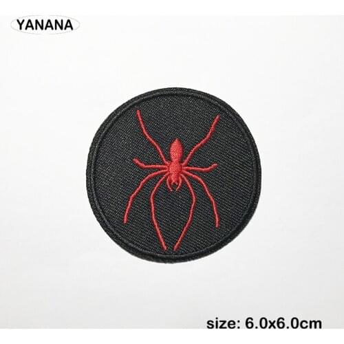 Red spider Embroidered Patches for Clothing DIY Stripes Applique Clothes Stickers Iron on Badges