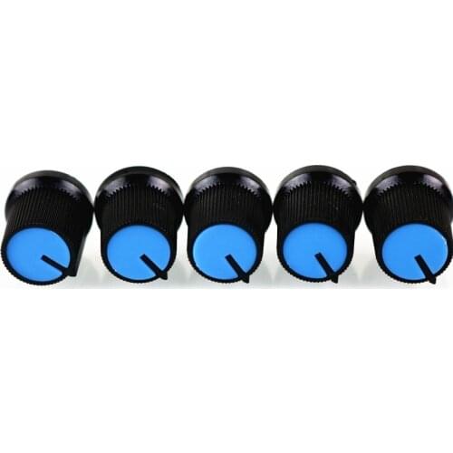 Newest !! 10 Pcs 6mm Shaft Hole Dia Plastic Threaded Knurled Potentiometer blue Knobs Caps