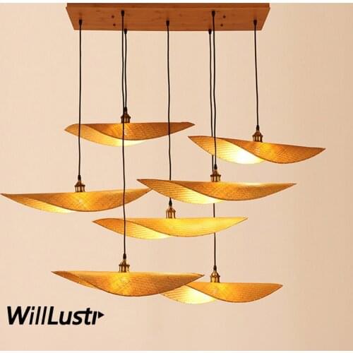 Handmade Bamboo Pendant Light Zen Creative Wood Suspension Lamp Hotel Bistro Restaurant Teahouse Chinese Style Hanging Lighting