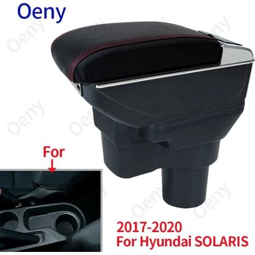 For Hyundai SOLARIS Armrest 2017 2018 2019 2020 Retrofit parts Car Armrest box Storage box car accessories Interior with USB LED