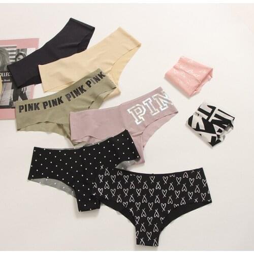 PINK Sexy Underwear Women Letter Sexy Womens Cotton Panties Underwear Sport Briefs Low Waist Lady Lingerie Comfortable Tangas