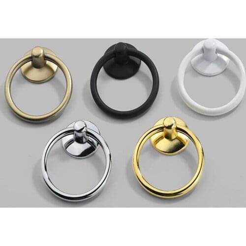 Handles for Furniture Vintage Round Ring Furniture Door Pull Handle Alloy Cabinet Dresser Desk Drawer Knobs Cupboard for Jewelry