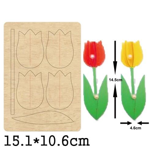 DIY Tulip Flower Cutting Wood Dies 2021 New Leaf Floral Craft Wooden Die Suitable for Common Die Cutting Machines on the Market