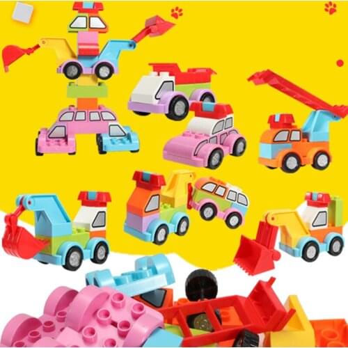 Single Sale Big Size diy Car toy Duploed Parts Building Blocks Early Educational bricks Toys For Children kids gift Party Favors