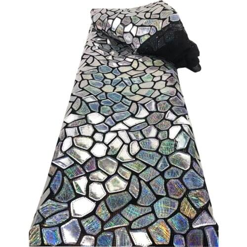 SJ Lace African Sequins Lace Fabric 2021 High Quality Embroidery French Tulle Lace Nigerian Wedding Party Dress Sewing r3-62