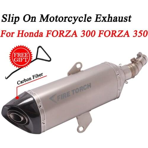 Slip On For Honda FORZA 300 FORZA 350 NSS350 Motorcycle Exhaust Escape Connecting Modify Link Pipe Carbon Fiber Muffler DB Kille