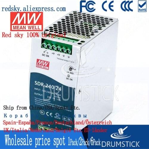 Nice MEAN WELL 2Pack SDR-240-24 24V 10A SDR-240 24V 240W Single Output Industrial DIN RAIL with PFC Function