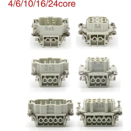 Heavy-duty connector hdc-he-4/6/10/16/24 male connector and female connector 16A500v aviation plug core