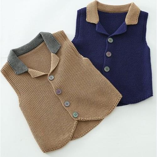 Infant Baby Boys Sleeveless Knitting Coat Spring Autumn Newborn Baby Boys Knitting Cardigan Sweater Toddler Baby Boys Vest