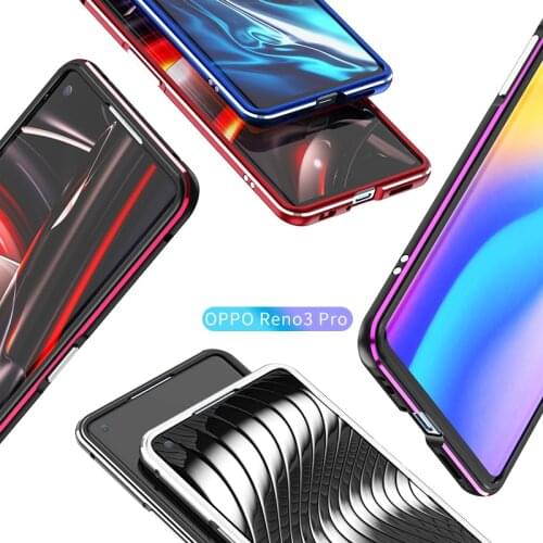 For Oppo Reno3 Case for Metal Contrast Color Protective Bumper Phone Case for Oppo find x2 Luxury Metel Frame Back Cover