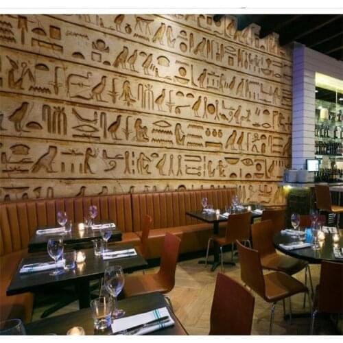 Wellyu papel de parede para quarto Custom wallpaper Classical retro Egyptian hieroglyphs bar restaurant frescoes tapety